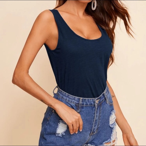 Navy Solid Tank Top - Picture 3 of 3